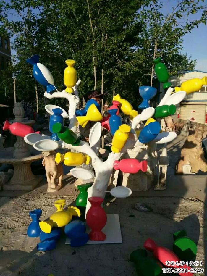 仿真糖果雕塑廠家，彩繪廣場雕塑擺件