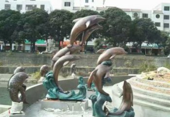 古銅色海豚銅雕塑廠家 大型城市雕塑 商業街擺件