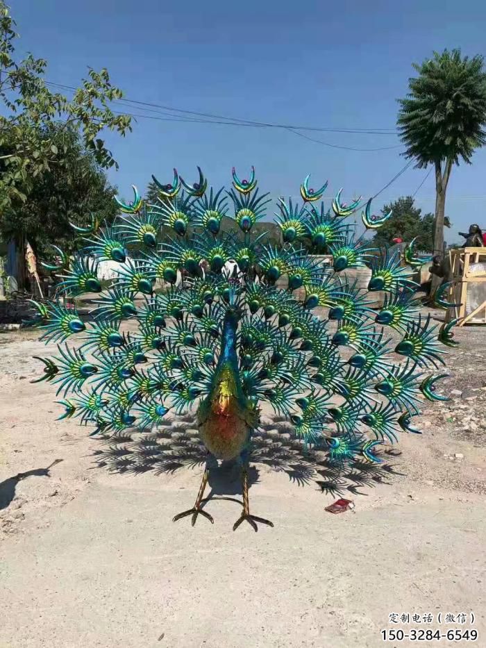 城市不銹鋼孔雀雕塑 風景區彩繪雕塑 抽象擺件