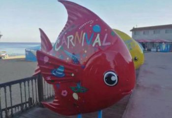 玻璃鋼彩繪金魚雕塑 仿真海洋生物雕塑 步行街?jǐn)[件