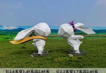 園林不銹鋼兔子雕塑 城市廣場雕塑 步行街?jǐn)[件