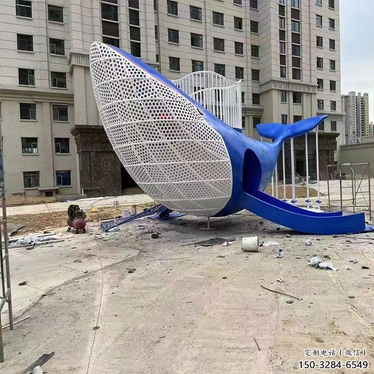 鯨魚雕塑廠家，烤漆彩繪工藝，公園廣場(chǎng)景觀擺件 (4)