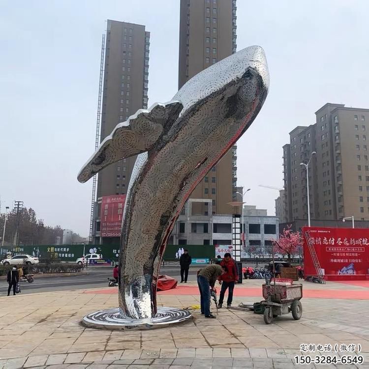 大型鯨魚雕塑，鏤空燈光原理，戶外公園廣場擺件 (7)