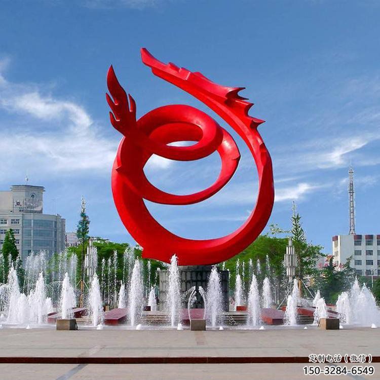 不銹鋼龍形雕塑，大型動物景觀，烤漆工藝制作 (4)