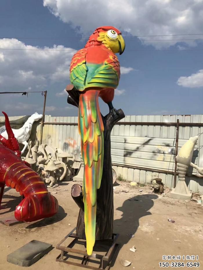 風景區玻璃鋼鸚鵡雕塑 售樓處廣場雕塑 仿古擺件