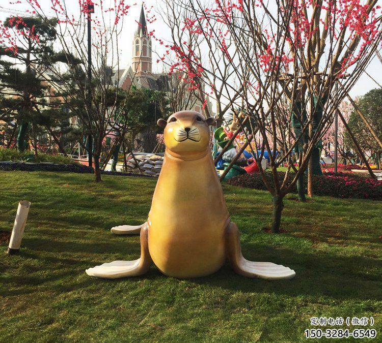 售樓處海豹雕塑 商業(yè)街仿真雕塑 海洋生物擺件