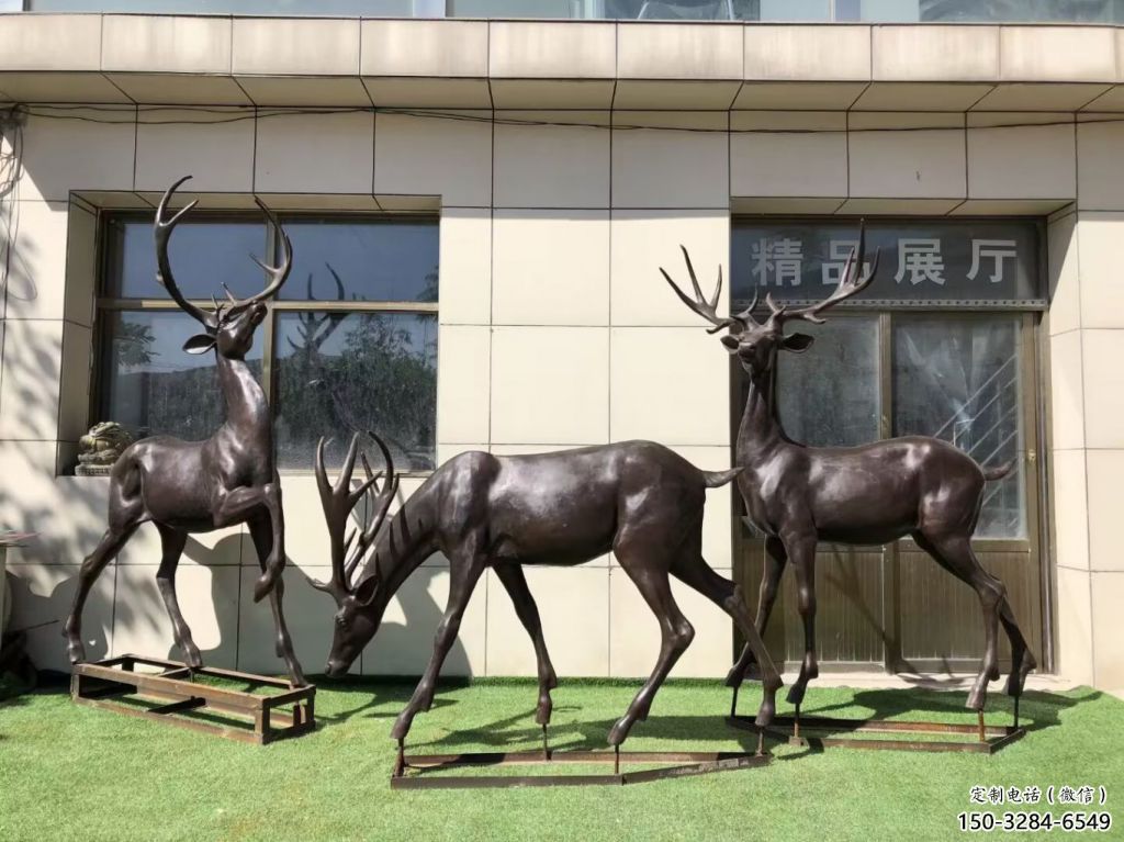 園林鑄銅麋鹿雕塑 風景區仿真雕塑 廣場小品