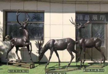 廣場(chǎng)麋鹿銅雕塑 公園仿真雕塑 抽象擺件