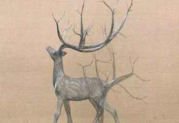 不銹鋼商場(chǎng)麋鹿雕塑 仿真雕塑 店門口小品
