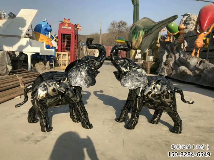 小區小象雕塑，仿真主題，彩繪工藝