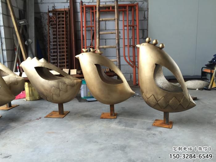 操場鳥類雕塑，公園題材，剪影工藝