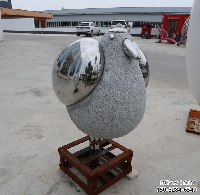 操場(chǎng)鳥類雕塑，公園主題，鏡面工藝