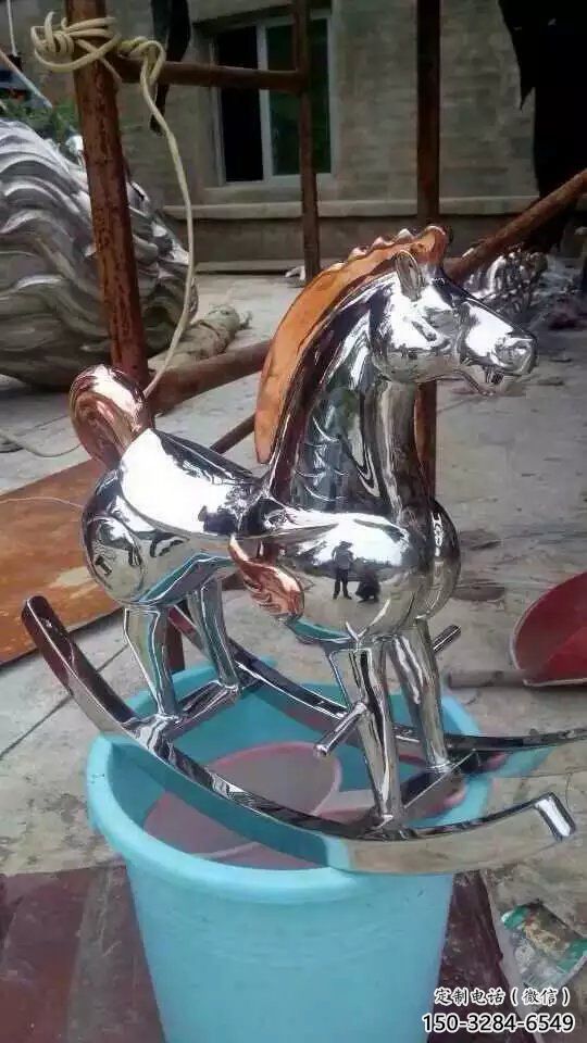 街道戰馬雕塑，動物小品，鏡面工藝