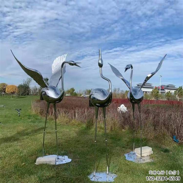 大型白鶴雕塑 商業(yè)街廣場(chǎng)雕塑 古銅色擺件