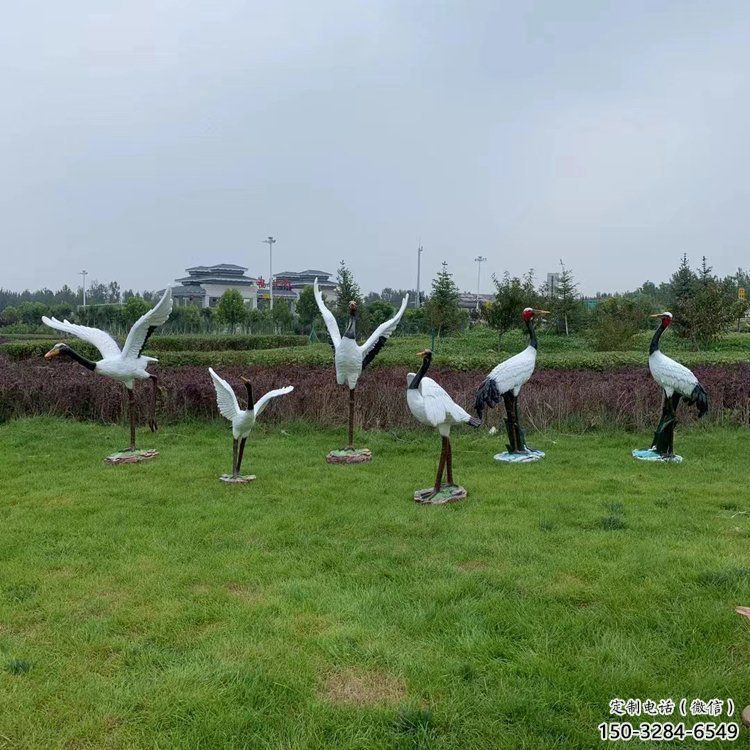 門口白鶴雕塑 售樓處仿真雕塑 彩繪小品