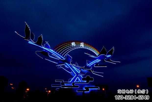 庭院白鷺雕塑，鍍金歐式雕塑，網格形式