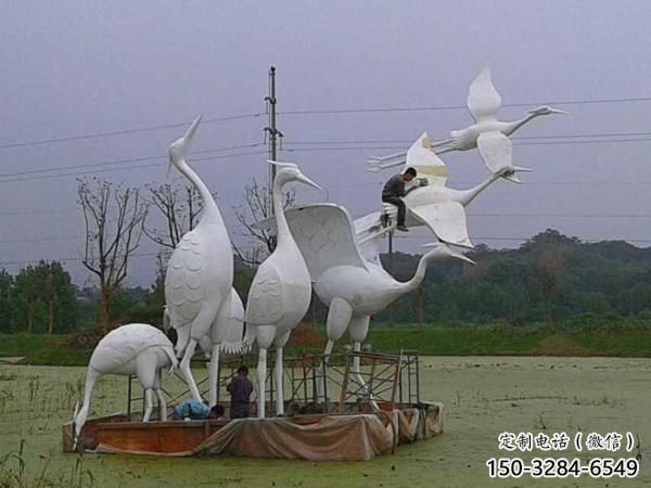 幼兒園白鷺雕塑，鐵藝文化雕塑，鑄造制作