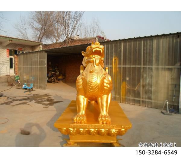 庭院貔貅雕塑，鍍金歐式雕塑，網(wǎng)格形式