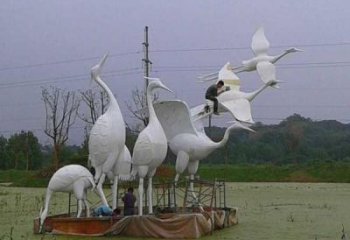 幼兒園白鷺雕塑，鐵藝文化雕塑，鑄造制作