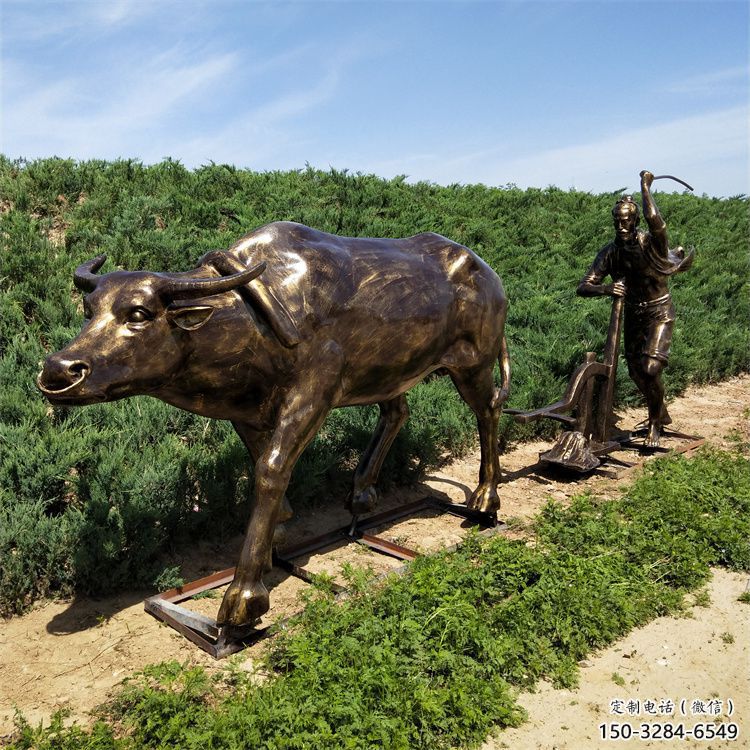 酒店老牛雕塑，鍍金歐式雕塑，仿古擺件