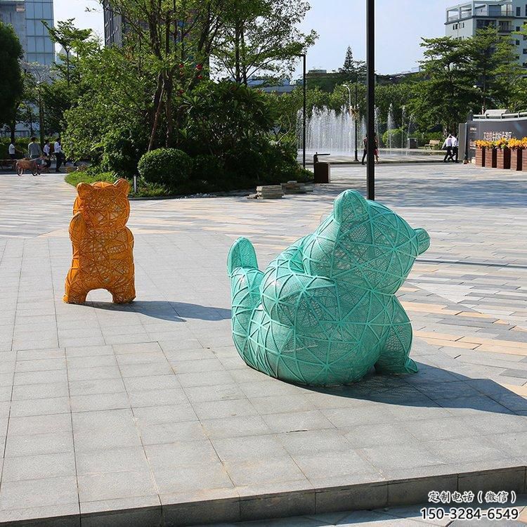 街道狗熊雕塑，鑄銅農(nóng)耕雕塑，古銅效果