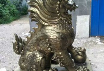 步行街麒麟雕塑，鑄銅農耕雕塑，鑄造方式