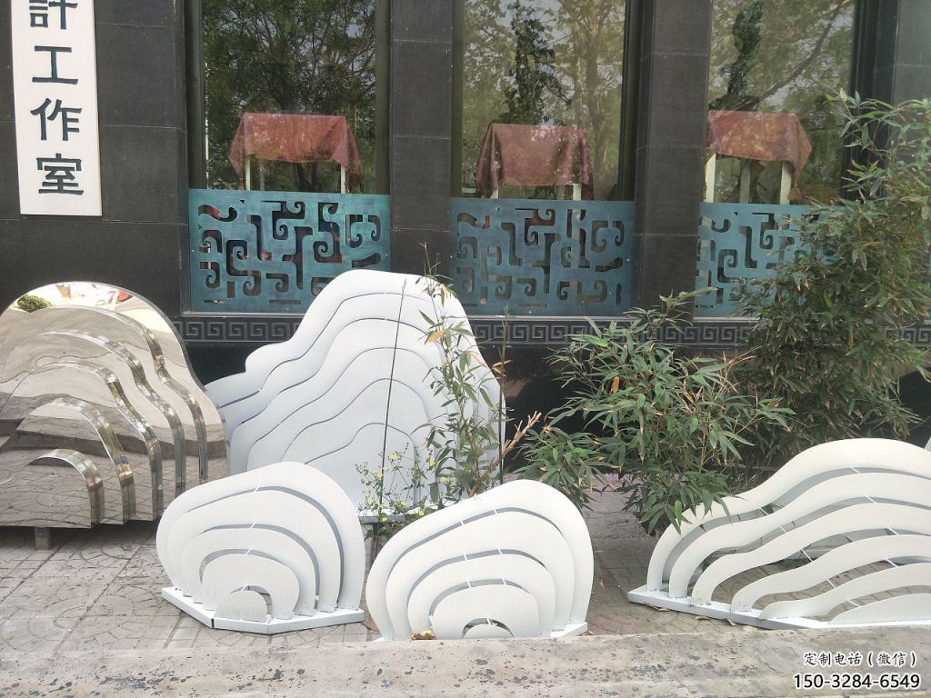 室內(nèi)景觀雕塑，拉絲假山雕塑，抽象效果