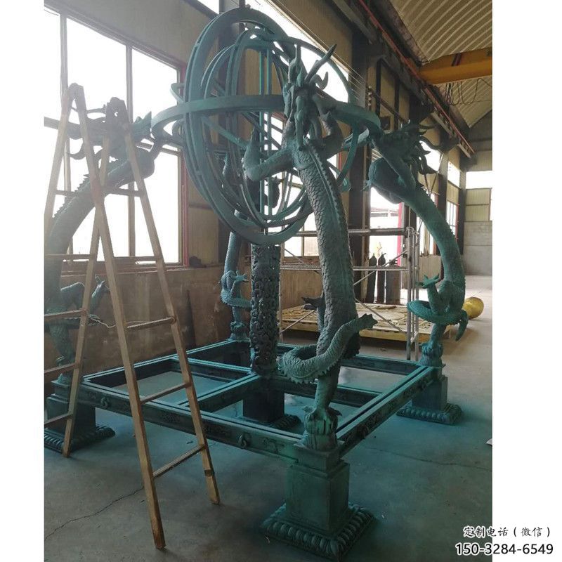 步行街渾天儀雕塑，鍛造景觀雕塑，噴漆方式