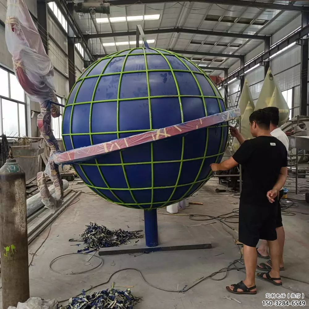 室內地球儀雕塑，拉絲景觀雕塑，抽象效果