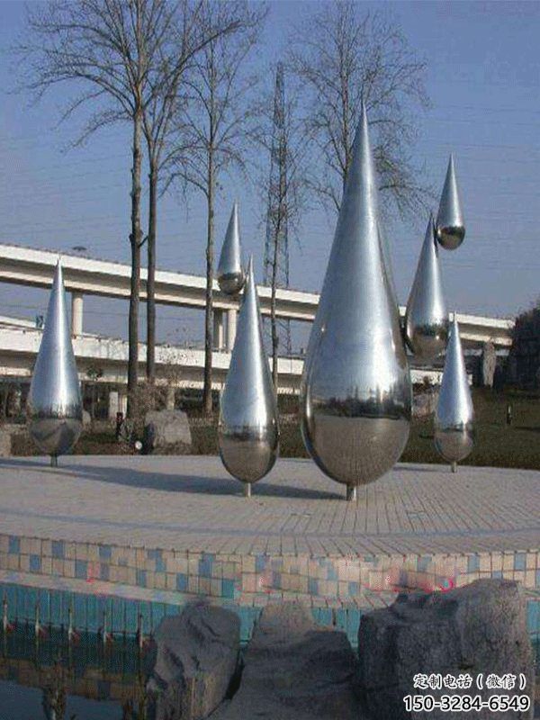 廣場水滴雕塑，抽象水景雕塑，抽象效果