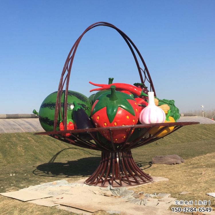 城市花籃雕塑，彩繪景觀雕塑，古銅效果