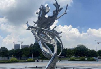園林海浪雕塑，噴漆景觀雕塑，鏡面形式