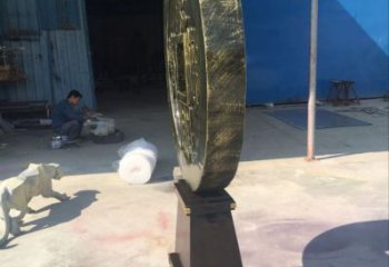 城市銅錢雕塑，仿古標(biāo)識(shí)雕塑，古銅效果