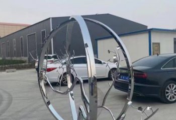 城市圓環(huán)雕塑，網(wǎng)格景觀雕塑，拋光效果