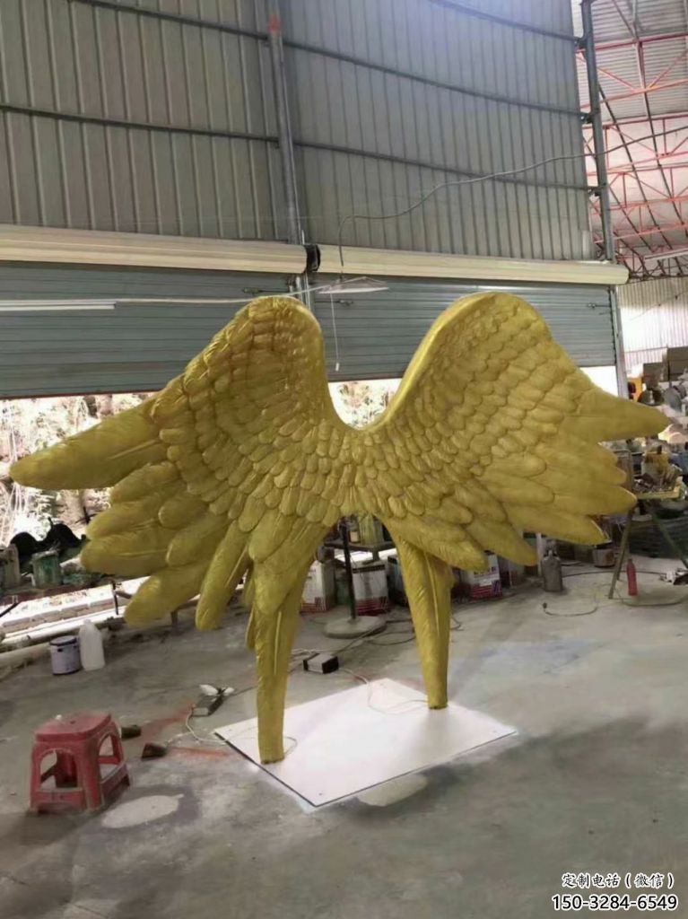 翅膀雕塑，鏤空景觀雕塑，抽象效果