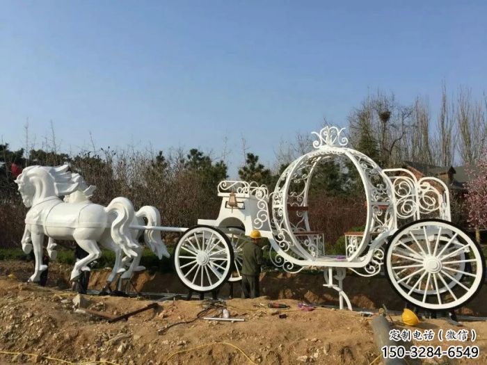 園林馬車雕塑 城市廣場(chǎng)雕塑 步行街?jǐn)[件