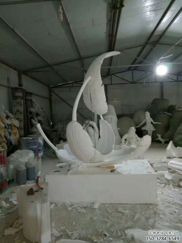 美陳羽毛雕塑 異形噴水小品 酒店雕塑