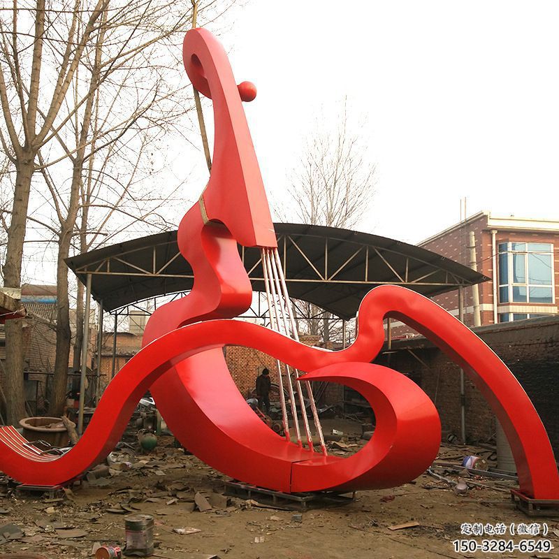 拉絲吉他雕塑 鏤空創意擺件 別墅區雕塑