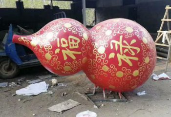 大型商場(chǎng)葫蘆雕塑 仿真果蔬果雕塑 鏡面植物雕塑