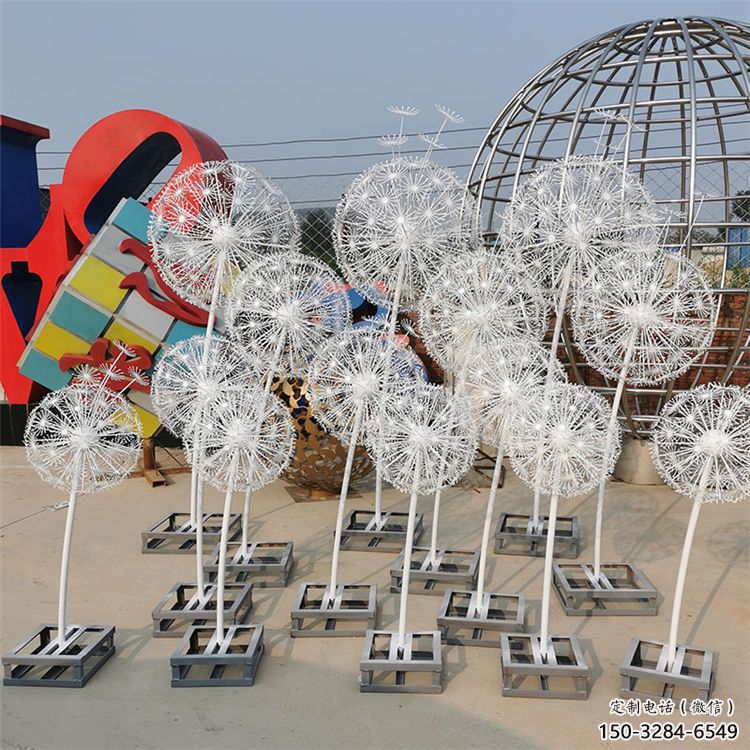 酒店蒲公英雕塑 景觀美陳花卉雕塑 現代植物雕塑