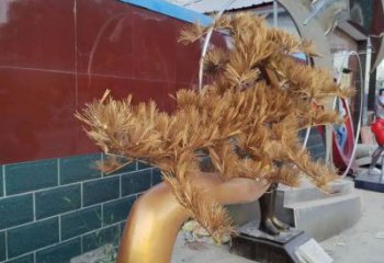 農(nóng)村松樹雕塑 抽象藝術(shù)植物雕塑 烤漆大樹雕塑