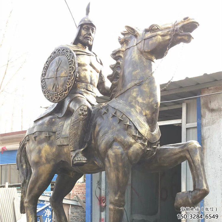 商業(yè)街武士雕塑 烤漆古代雕塑 彩繪人物雕塑