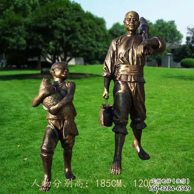 漁民雕塑 烤漆大型民俗雕塑 鑄銅捕魚(yú)雕塑