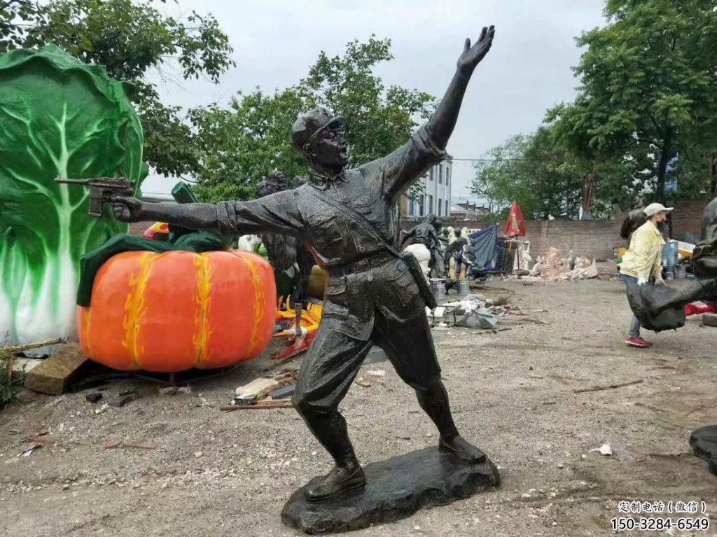 鑄銅武警雕塑 異形警察雕塑蔬 農村戰士雕塑