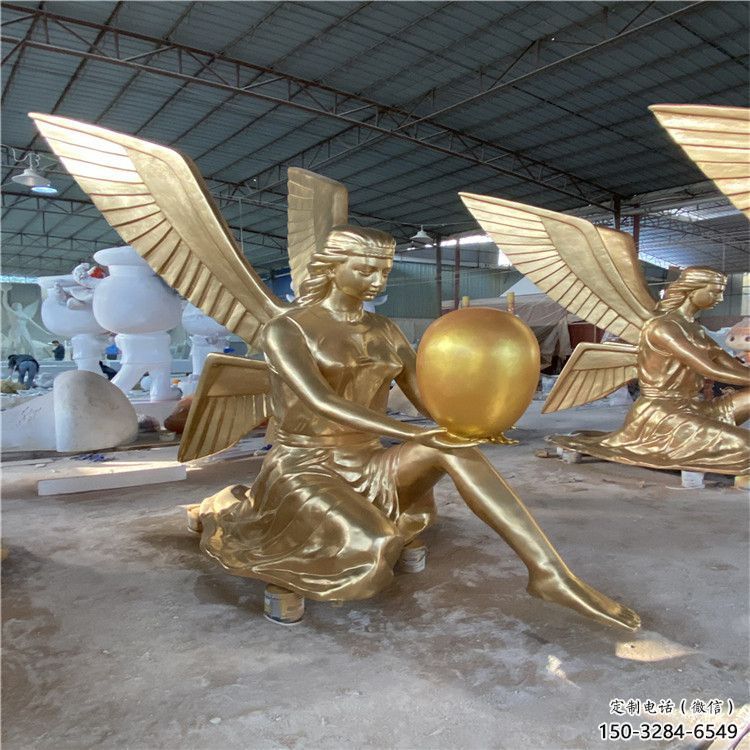 街頭天使雕塑 大型別墅區(qū)擺件 鑄銅卡通雕塑