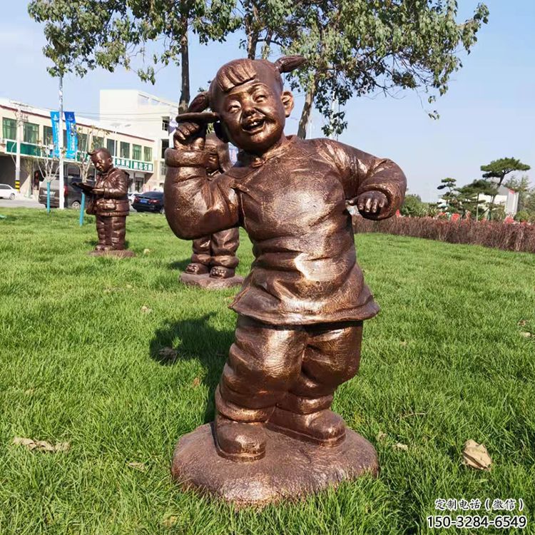 街道小孩子雕塑 現代景觀玩耍雕塑 彩繪童趣雕塑