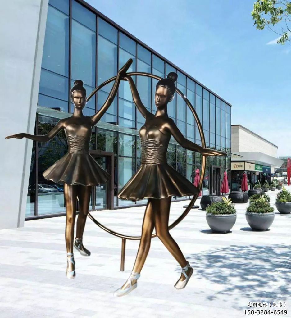 街頭跳舞雕塑 大型別墅區(qū)舞者雕塑 黃銅女孩雕塑