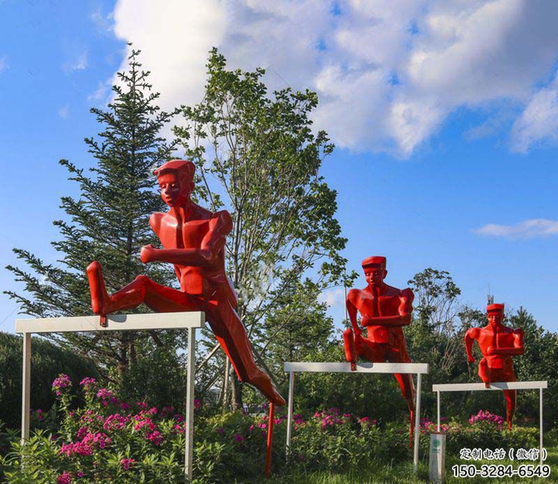 室內(nèi)跨欄雕塑 仿真景觀體育雕塑 大型運(yùn)動員雕塑