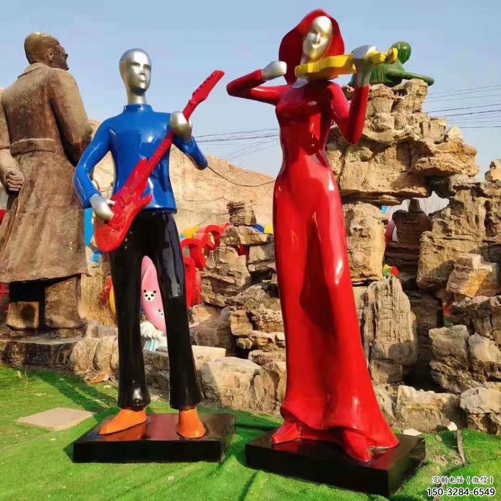 房地產(chǎn)吹拉彈唱雕塑 現(xiàn)代音樂雕塑 幾何音樂人雕塑