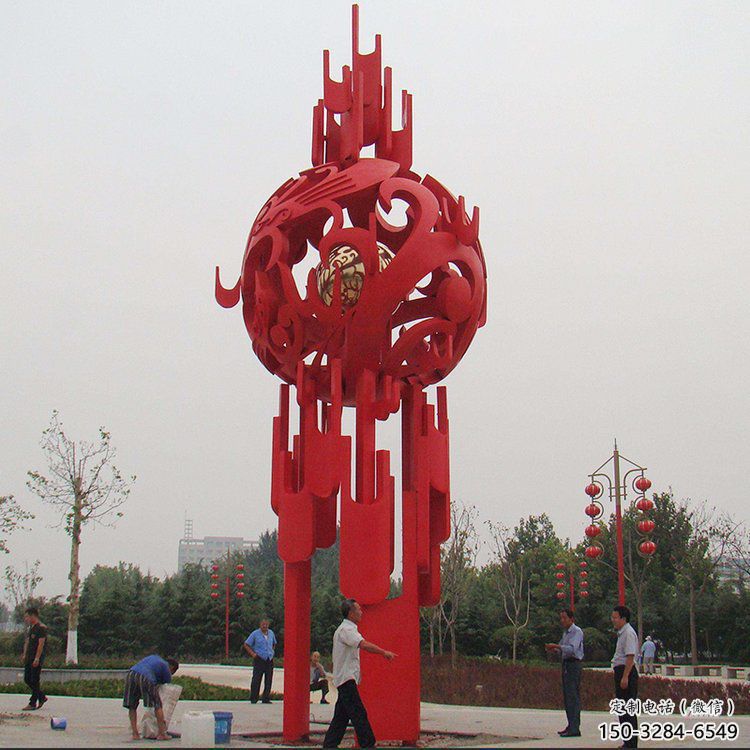 燈籠造型不銹鋼雕塑制作實景